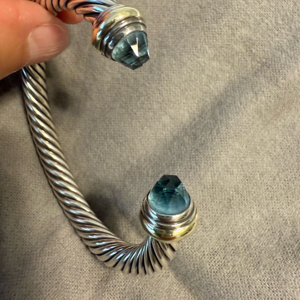 David Yurman Steling Silver Bracelet with Blue Stones - Picture 10 of 10